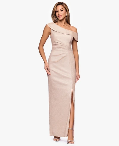 Xscape Women's One-Shoulder Glitter Dress