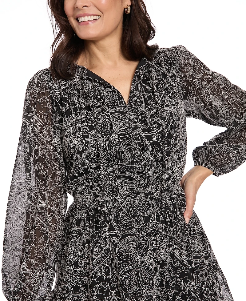 London Times Petite Elastic Waist A-Line Short Dress