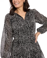 London Times Petite Elastic Waist A-Line Short Dress