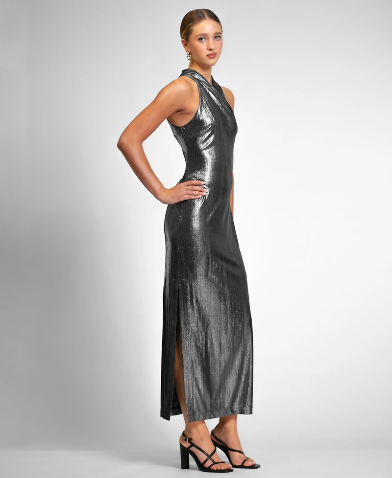 Rachel Roy Women's Harlard Twist Neck Metallic Maxi Dress