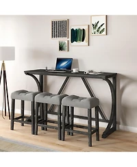 Casainc Industrial 4-Piece Bar Table Set with Power Outlet and Chairs
