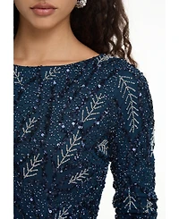 Maryisa Women's Modest Embellished Sequin Beaded Dress Maxi With Detailed Work