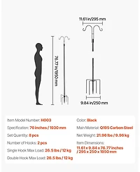 Slickblue Double Hook Shepherd Poles for Bird Feeders – 8-Pack Heavy-Duty Design