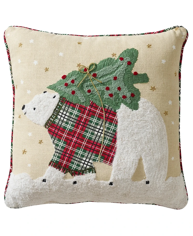 Hallmark Polar Bear Holiday Decorative Pillow, 18" x 18"