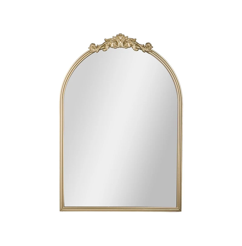 Emma+Oliver Monte Arched Wall Mirror with Baroque Style Detail, and Aluminum Backed Glass for Clarity for Entryways, Bathrooms & More
