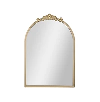 Emma+Oliver Monte Arched Wall Mirror with Baroque Style Detail, and Aluminum Backed Glass for Clarity for Entryways, Bathrooms & More