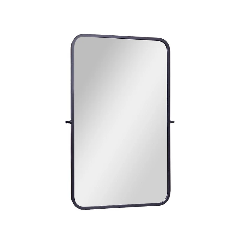 Emma+Oliver Mason Pivot Wall Mirror with Slim Frame and Silver Backed Glass for Clarity Bathrooms