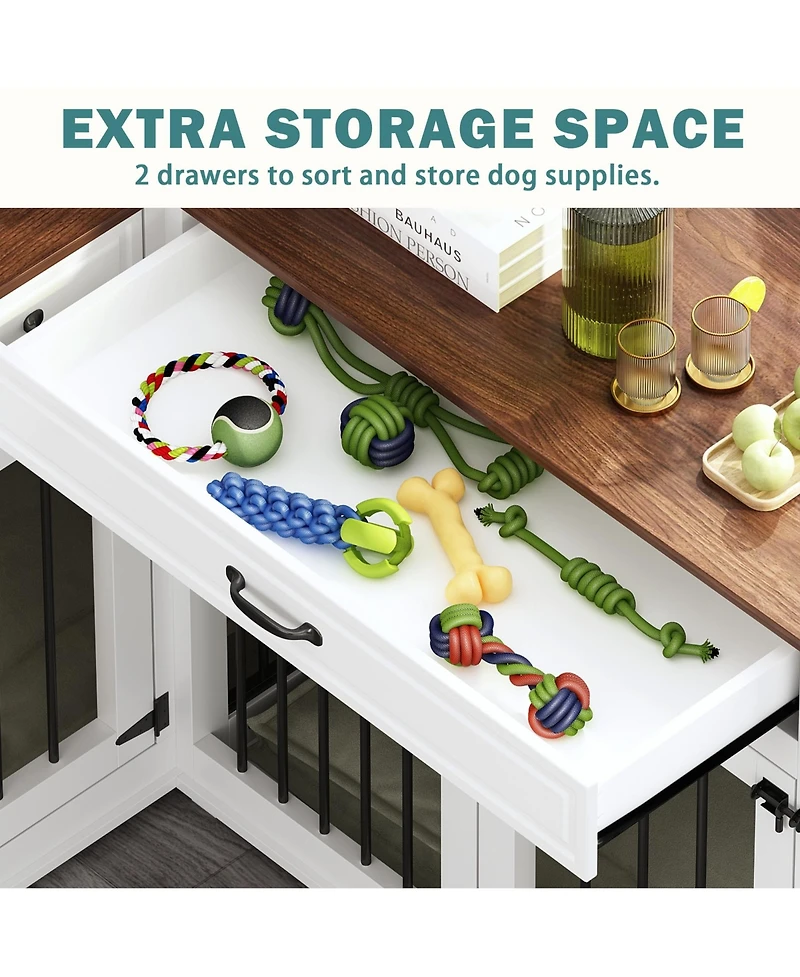 Dog Crate for Medium & Small, Solid Wood Puppy Crates, Dog Kennel Indoor with Door, Pet House