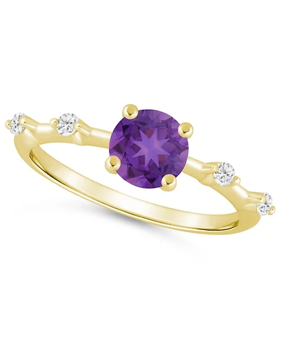 Macy's Amethyst (3/4 ct. t.w.) and White Diamond (1/10 Ring 10k Gold