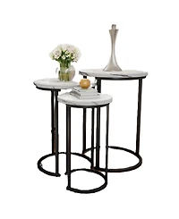 Lavish Home Round Modern 3-Pc. Wood Nesting Table Set