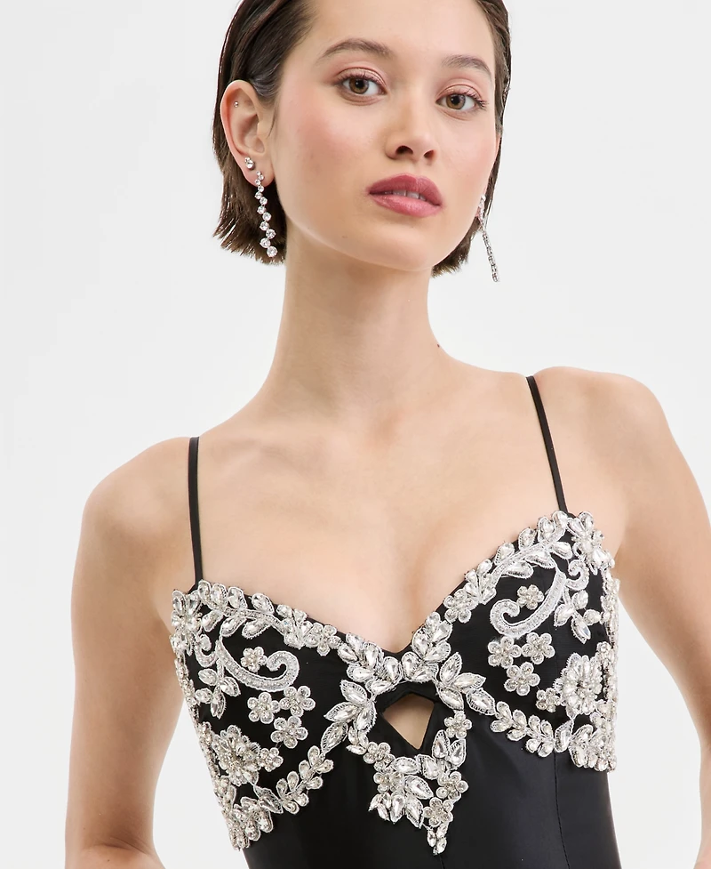 City Studios Juniors' Rhinestone Ball Gown, Created for Macy's