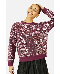 Yumi Women's Sequin Relaxed Fit Sweater