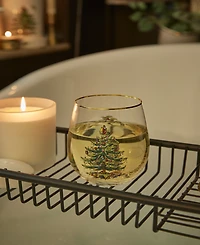 Spode Christmas Tree Stemless Wine Glasses, Set of 4