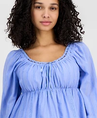 Tinseltown Juniors' Long-Sleeve Woven Peasant Top