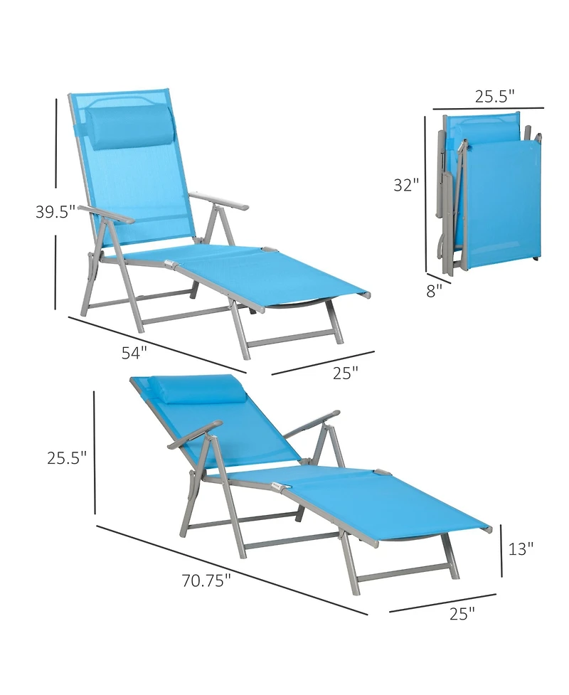 Outsunny Sling Patio Reclining Chaise Lounge Garden Furniture, Light