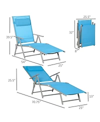 Outsunny Sling Patio Reclining Chaise Lounge Garden Furniture, Light