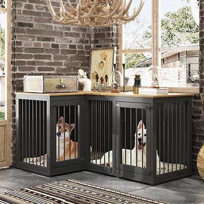 Dog Kennel Corner Dog Crate with Dividers Perfect for Limited Room