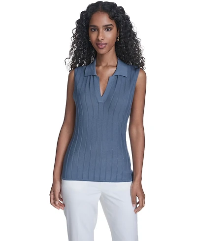 Calvin Klein Women's Sleeveless Collared Sweater
