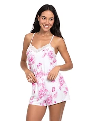 Linea Donatella Women's Satin Toile Flight Top and Shorts, 2-Piece Set