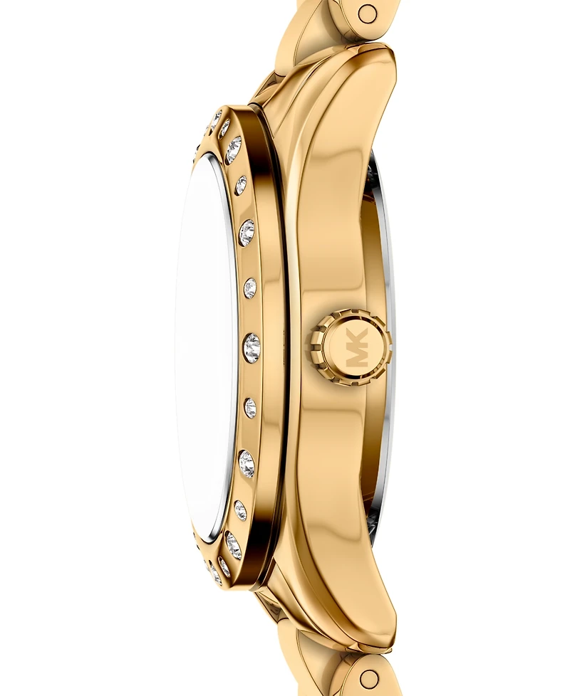 Michael Kors Women's Lexington Three-Hand Gold-Tone Stainless Steel Watch and Jewelry Set, 26mm