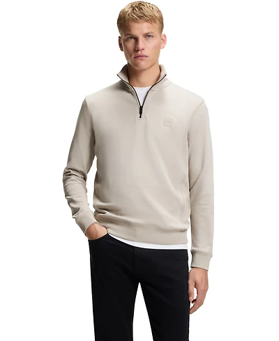 Boss by Hugo Men's Logo Patch Zip-Neck Sweatshirt