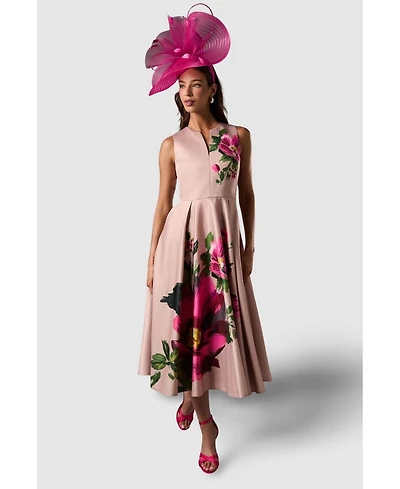 Coast Women's Notch Neck Placement Print Midi Dress