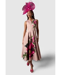 Coast Women's Notch Neck Placement Print Midi Dress