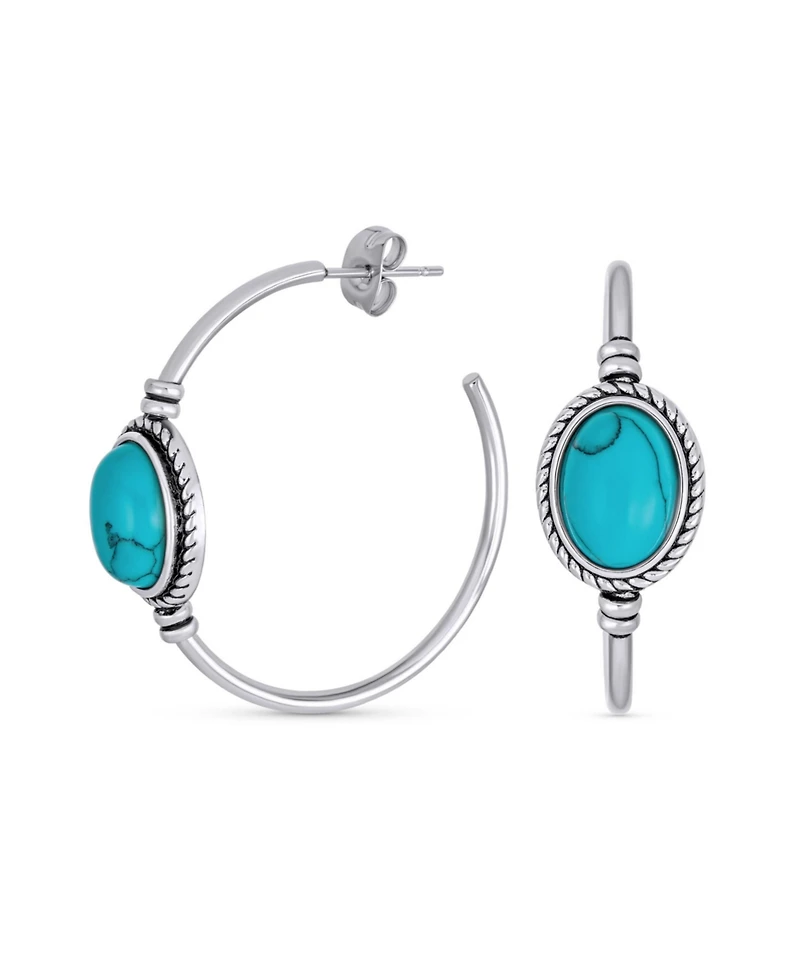 Bling Jewelry Southwestern-Inspired Choker Necklace and Compressed Turquoise Hoop Earrings Jewelry Set