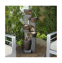 SunJet 39" Modern Outdoor Water Fountain with Led Light