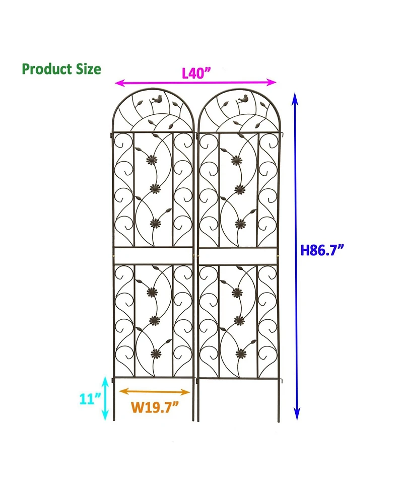 Streamdale Furniture 2 Pack Metal Garden Trellis 86.7" Climbing Plant Support