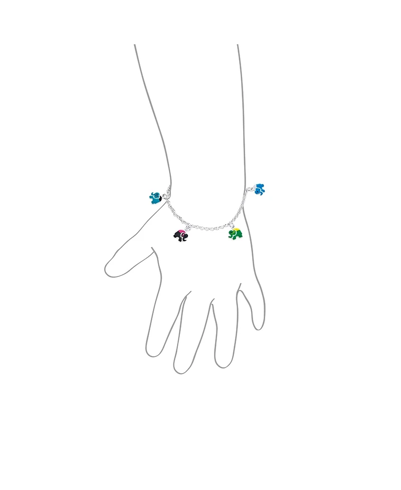 Bling Jewelry Good Luck Zoo Animal Lucky Garden Colorful 5 Multi Elephant Dangling Charm Bracelet Sterling Silver 6 Inch