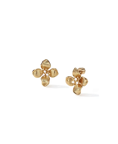 Retro Chic Iris Blossom Stud Earrings
