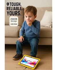 Linsay 10.1"Octa Core 256GB Storage Android 15 Tablet with Yellow Kids Defender Case and Backpack