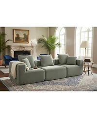Streamdale Furniture Streamdale Modular 3-Seat Chenille Sofa, Deep-Seat Couch, Tool-Free Setup, Low-Profile, 111" W - Light Green