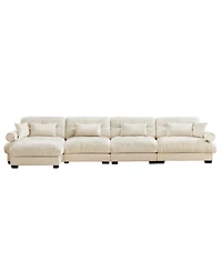 Streamdale Furniture Streamdale L-Shaped Cloud Sofa, Convertible 4-Seater Modular Couch, Modern Velvet Cream