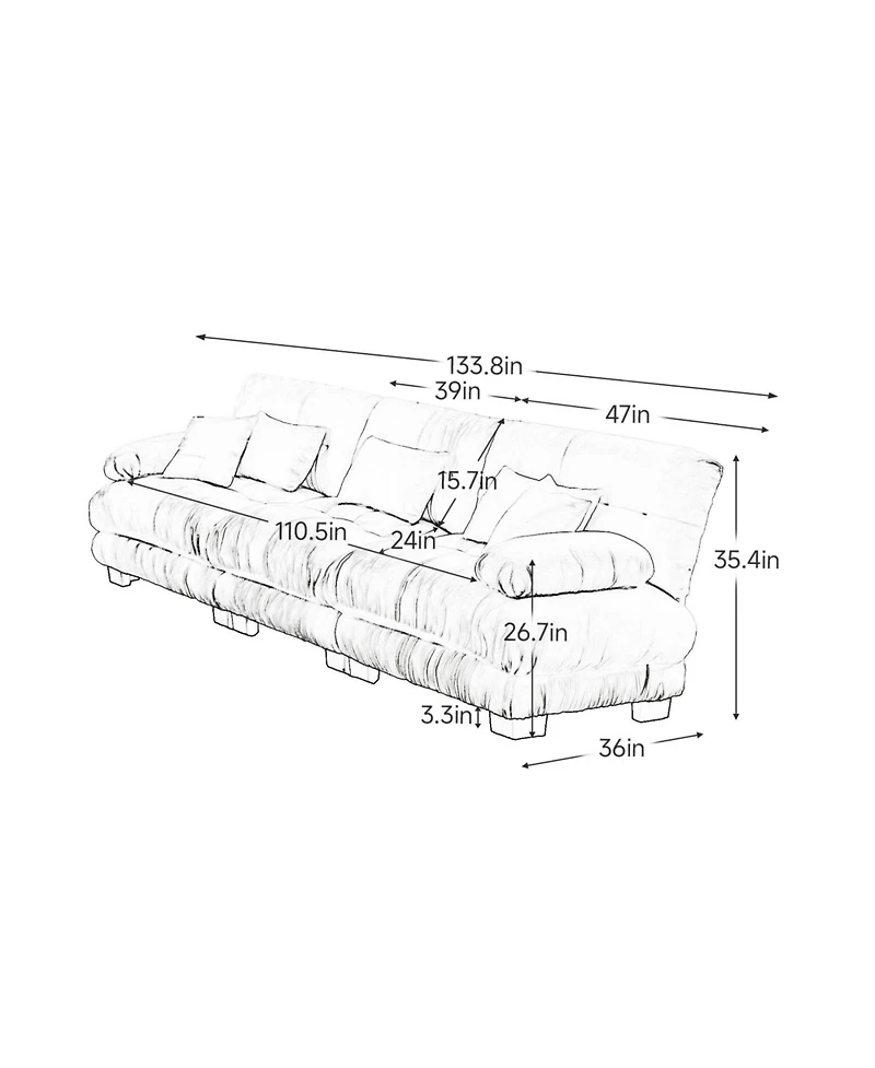 Streamdale Furniture Streamdale 3-Seater Chenille Sectional Sofa - Deep Seat, Soft Comfy Upholstered Furniture