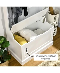 Homcom Hall Tree with Coat Rack, Storage and Sitting Bench, White