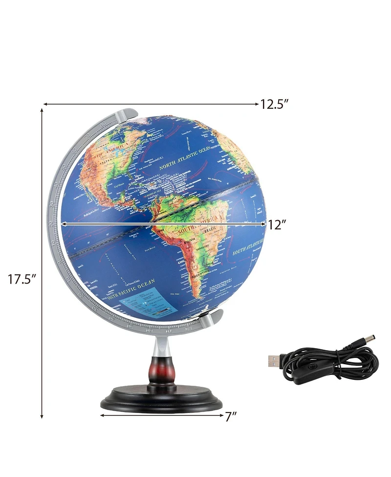 Sugift 12 Inch Illuminated World Globe Antique Light up Globe Night Lamp