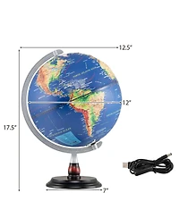 Sugift 12 Inch Illuminated World Globe Antique Light up Globe Night Lamp