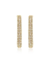 Suzy Levian New York Sterling Silver Cubic Zirconia Paperclip Hoop Earrings