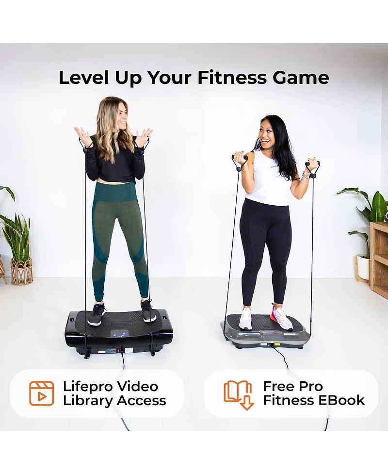LifePro Vibration Plate – Whole Body Workout Fitness Platform with Loop Bands for Home Training & Exercise Routine