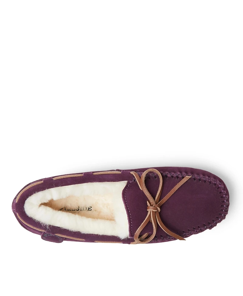 Fireside By Dearfoams Women's Victoria Genuine Shearling Moccasin Slipper