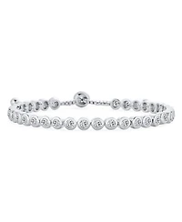 Bling Jewelry Adjustable Round Bezel Cubic Zirconia Tennis Bolo Bracelet & 7mm Solitaire Cz Stud Earrings Jewelry Set