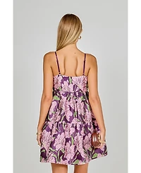 endless rose Women's Floral Jacquard Mini Dress