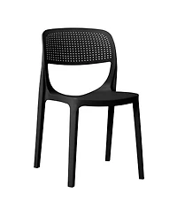 WestinTrends 3-Piece Round Metal Bistro Dining Table Set And Stackable Resin Patio Side Chairs