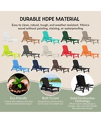 WestinTrends Outdoor Hdpe Patio Chaise Lounge With Wheels & Cup Holder