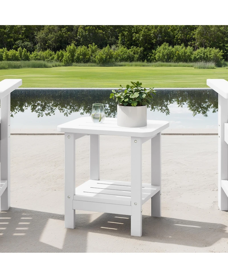 WestinTrends 2-Tier Outdoor Hdpe Modern Adirondack Square Patio Side Table
