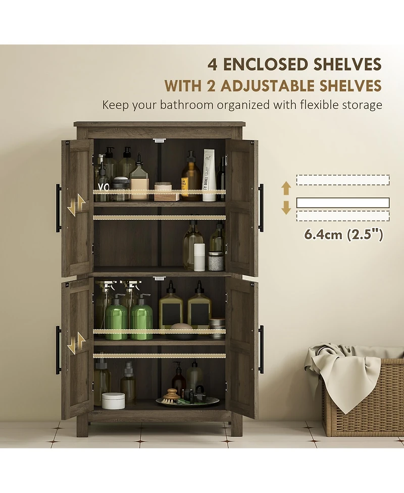 Homcom Bathroom Floor Cabinet, Farmhouse Bathroom Cabinet with Doors,