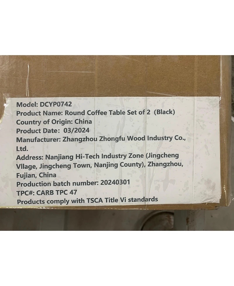 sumyeg 27.56 Inch Round Nesting Coffee Table Set of 2 with Marble Tabletop and Metal Base