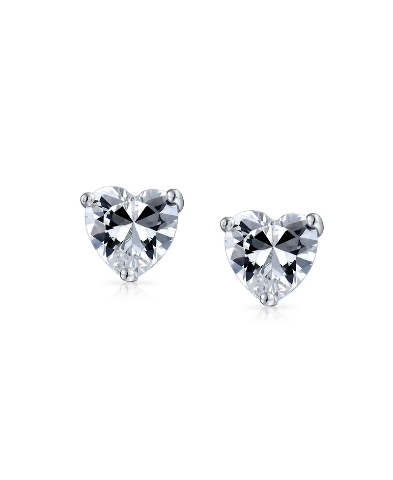 Bling Jewelry Romantic Set of 2 Heart Shaped Cubic Zirconia 7MM Sterling Silver & 8MM Gold Plated Stud Earrings